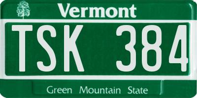 VT license plate TSK384