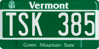 VT license plate TSK385