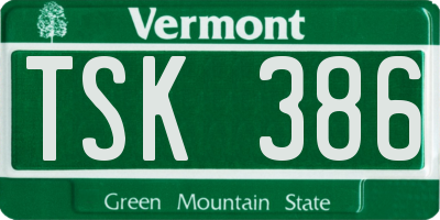 VT license plate TSK386