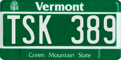 VT license plate TSK389