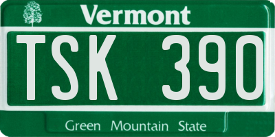 VT license plate TSK390