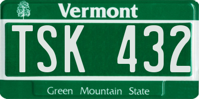 VT license plate TSK432