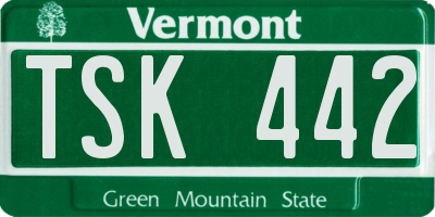 VT license plate TSK442