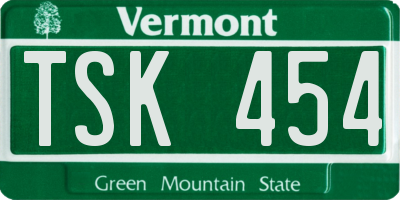 VT license plate TSK454