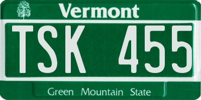 VT license plate TSK455