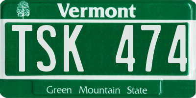 VT license plate TSK474