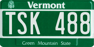 VT license plate TSK488