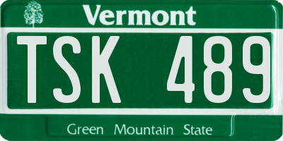 VT license plate TSK489