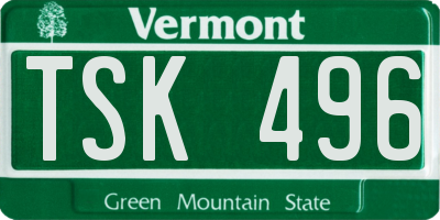 VT license plate TSK496