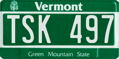 VT license plate TSK497