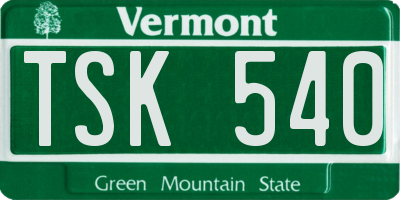 VT license plate TSK540