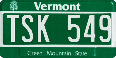 VT license plate TSK549
