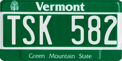 VT license plate TSK582