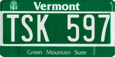 VT license plate TSK597
