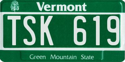 VT license plate TSK619