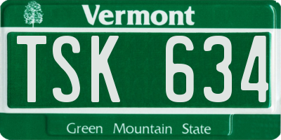 VT license plate TSK634