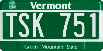 VT license plate TSK751