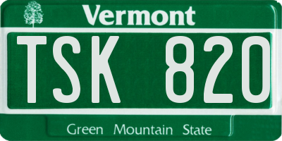 VT license plate TSK820