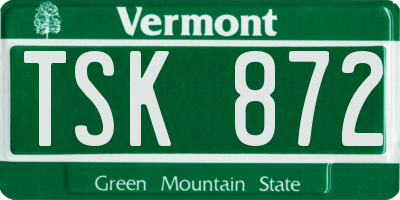 VT license plate TSK872