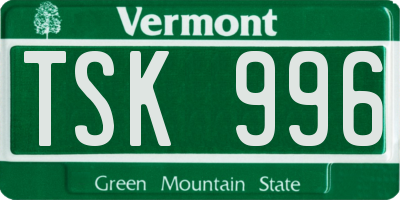 VT license plate TSK996