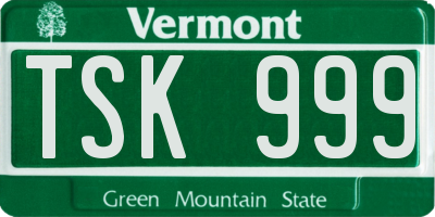 VT license plate TSK999