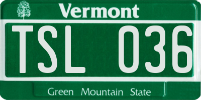 VT license plate TSL036