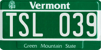 VT license plate TSL039