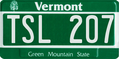 VT license plate TSL207