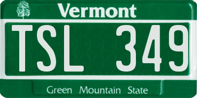 VT license plate TSL349