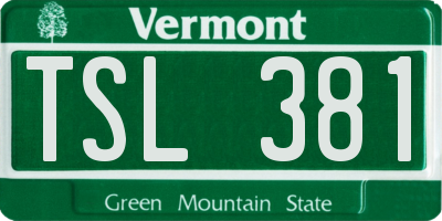 VT license plate TSL381