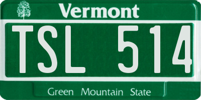 VT license plate TSL514