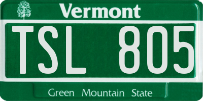 VT license plate TSL805
