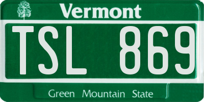 VT license plate TSL869