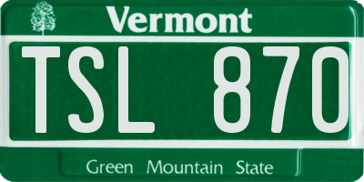 VT license plate TSL870