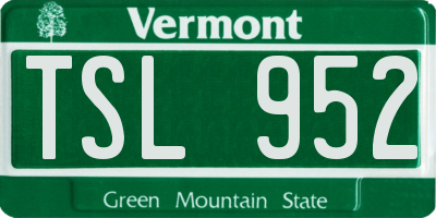 VT license plate TSL952