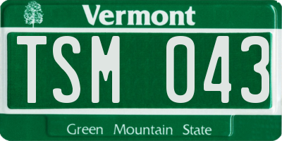 VT license plate TSM043