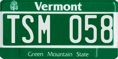 VT license plate TSM058