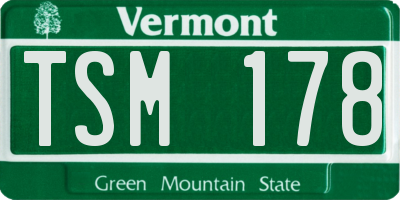 VT license plate TSM178