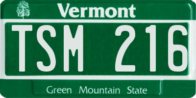 VT license plate TSM216