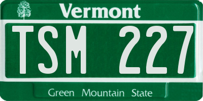 VT license plate TSM227
