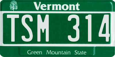 VT license plate TSM314