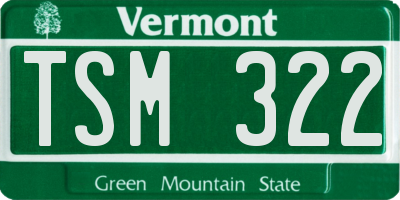 VT license plate TSM322