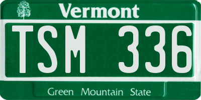 VT license plate TSM336