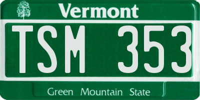 VT license plate TSM353
