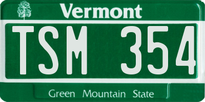 VT license plate TSM354