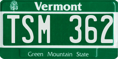VT license plate TSM362