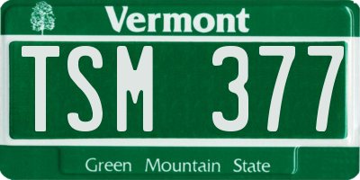VT license plate TSM377