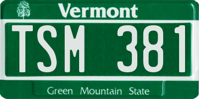 VT license plate TSM381