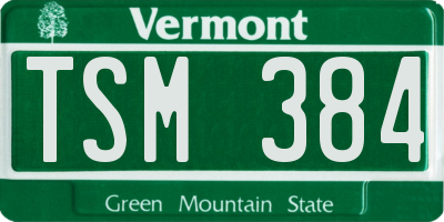 VT license plate TSM384