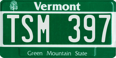VT license plate TSM397